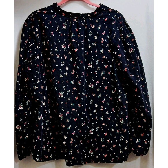Time and Tru Women's Peplum  L/S Top Black Soot Floral XXL (20) Cotton EUC - Picture 5 of 7